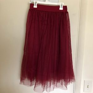 Women's Elastic Waist Layered Mesh Tulle Skirt